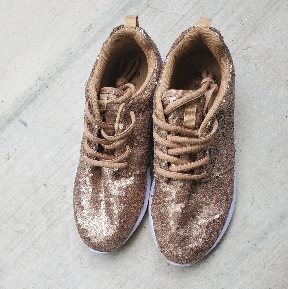 Gold Sequined Sneakers